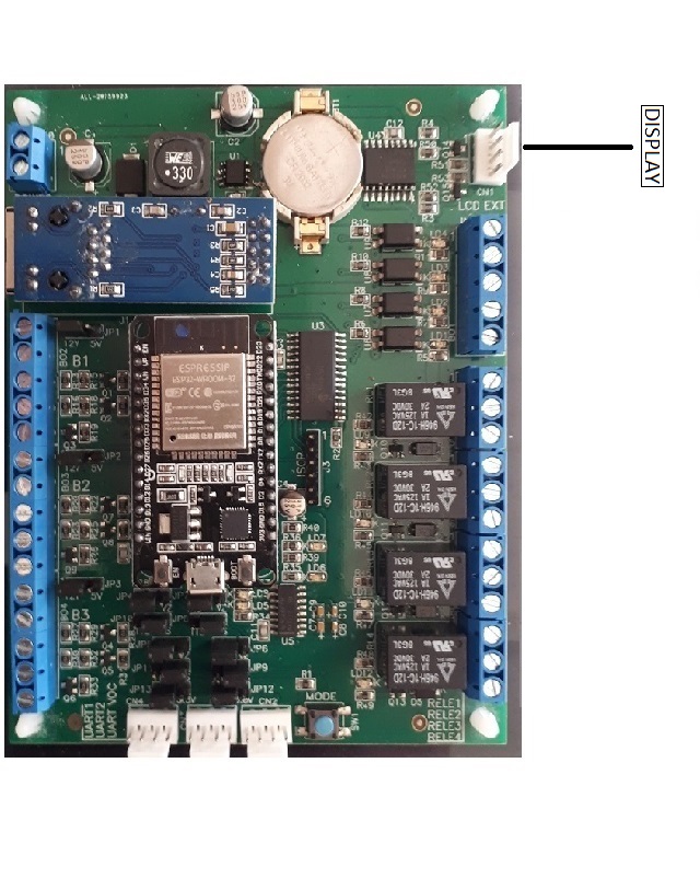 Figura da posição do conector do módulo display (LCD) na placa