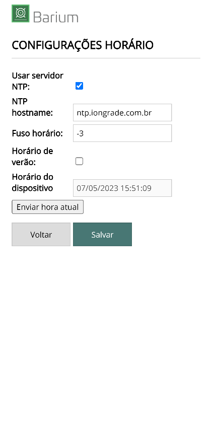 config horario