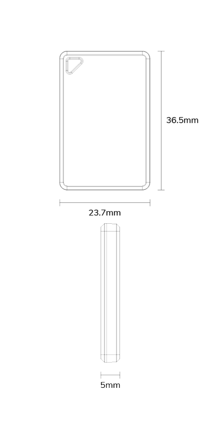 Desenho técnico com as dimensões da tag E8