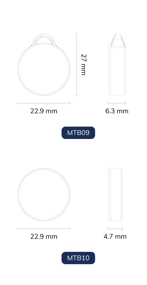 Especificações e dimensões do MTB09 e MTB10