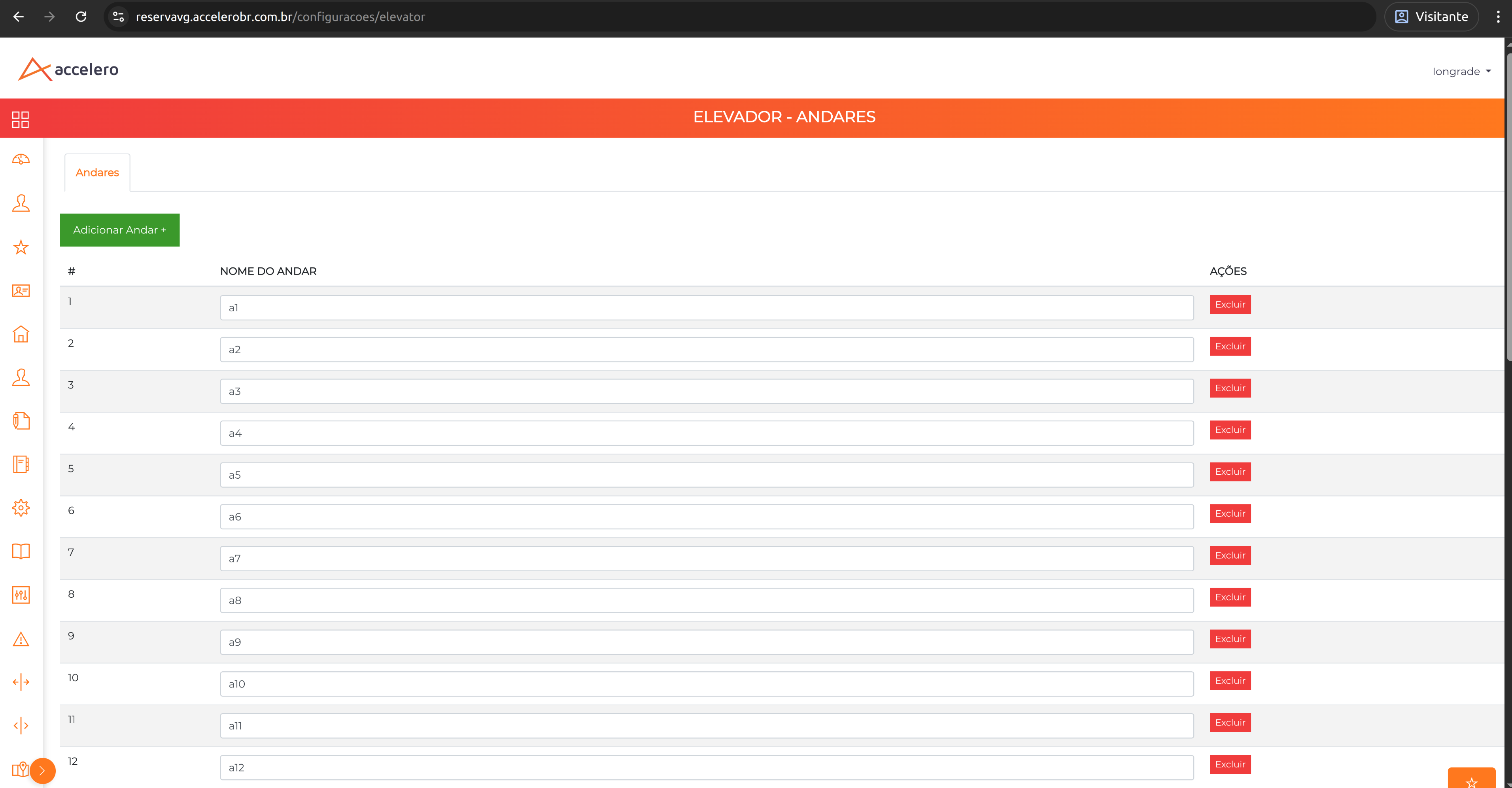 accelero config andares