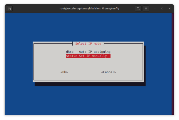 Modo de IP — static (manual)
