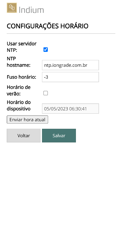 tela horario ntp