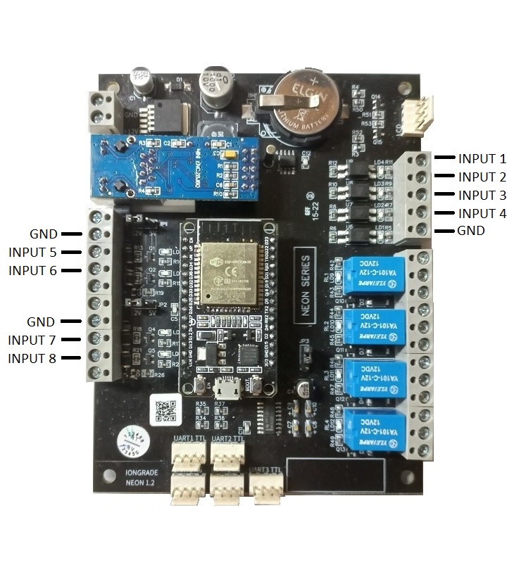 Figura dos bornes das entradas de sinal (INPUT1 a INPUT8)
