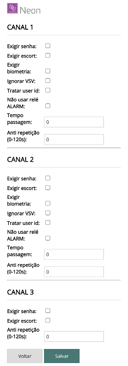 Configuração de Canais