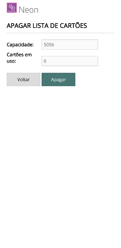 Cartões - Apagar