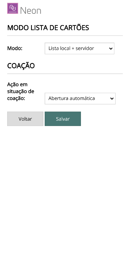 Cartões - Modo
