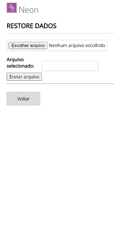 Tela de Restore