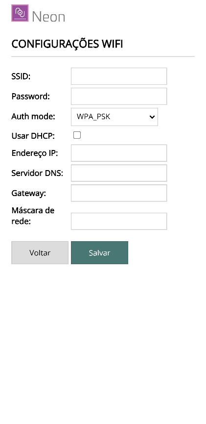 Configuração de WiFi