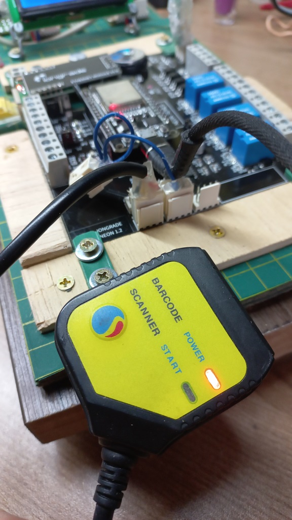 Scanner QRCode conectado na Uart1 no lugar do loopback