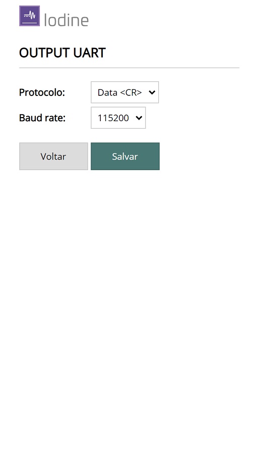 Configuração da saída OUTPUT UART do módulo IODINE