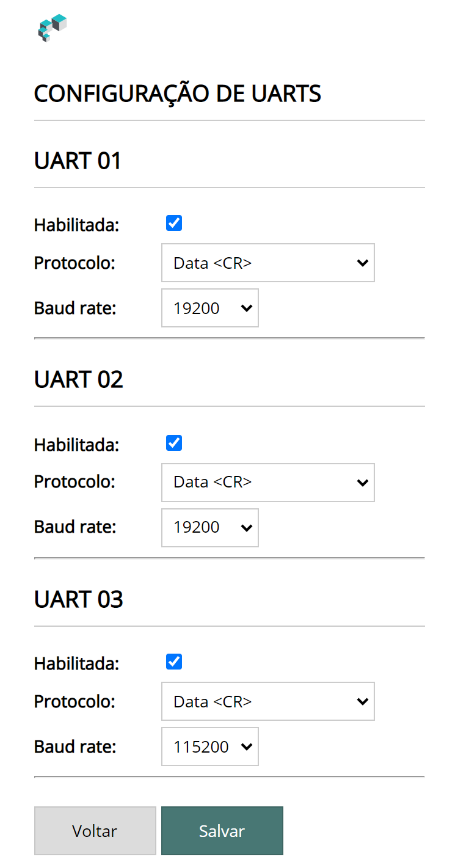 Configuração da UART3 do controlador Neon