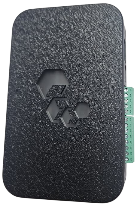 Gateway Radium no gabinete, com a borneira lateral exposta