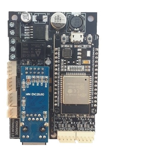 Foto da placa da controladora Titanium (vista geral, identificando bornes e conectores principais)