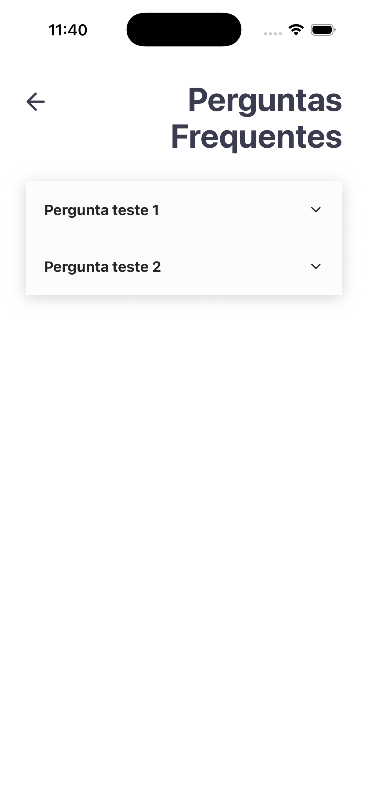 As perguntas frequentes do condomínio aparecem em accordion: toque para expandir a resposta.