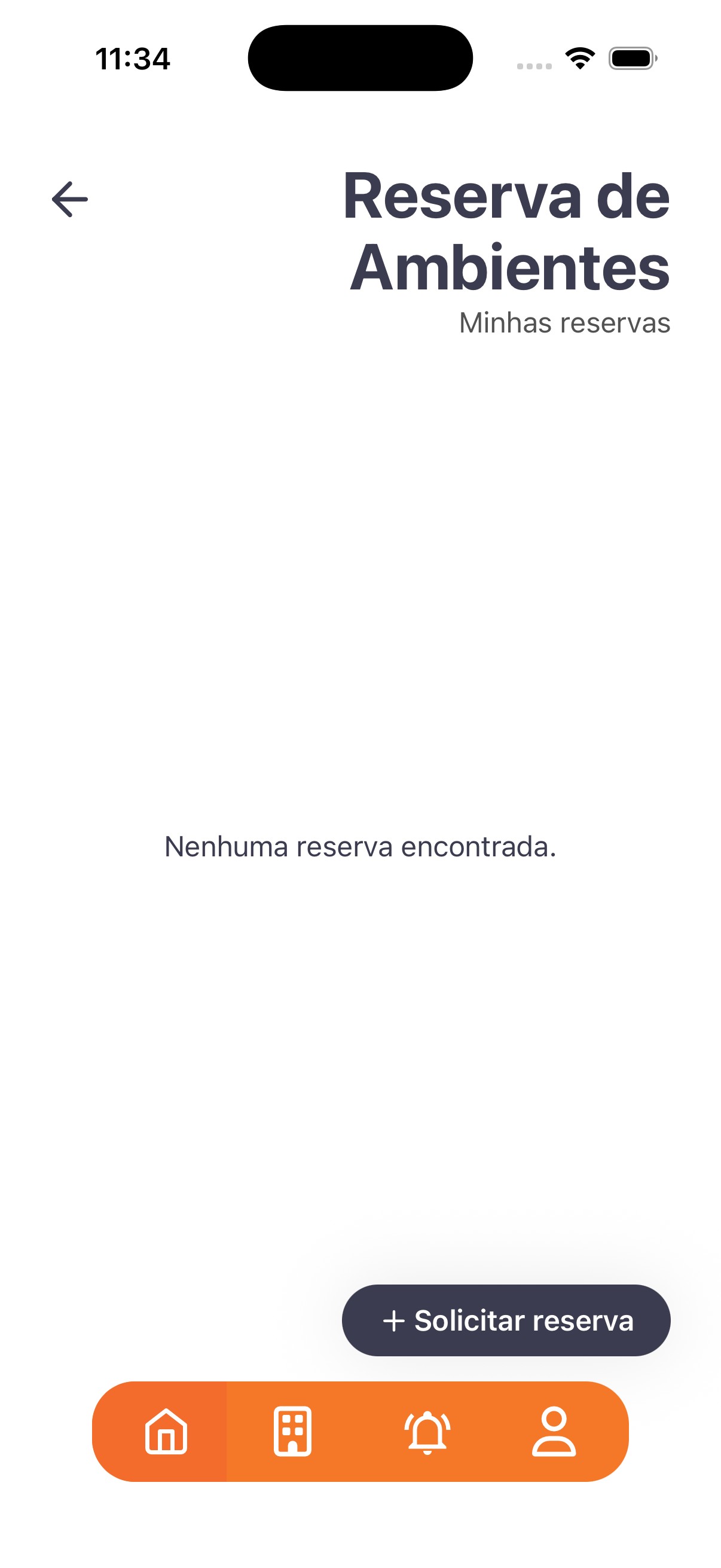 O fluxo começa nas reservas do morador; daqui se inicia uma nova solicitação.