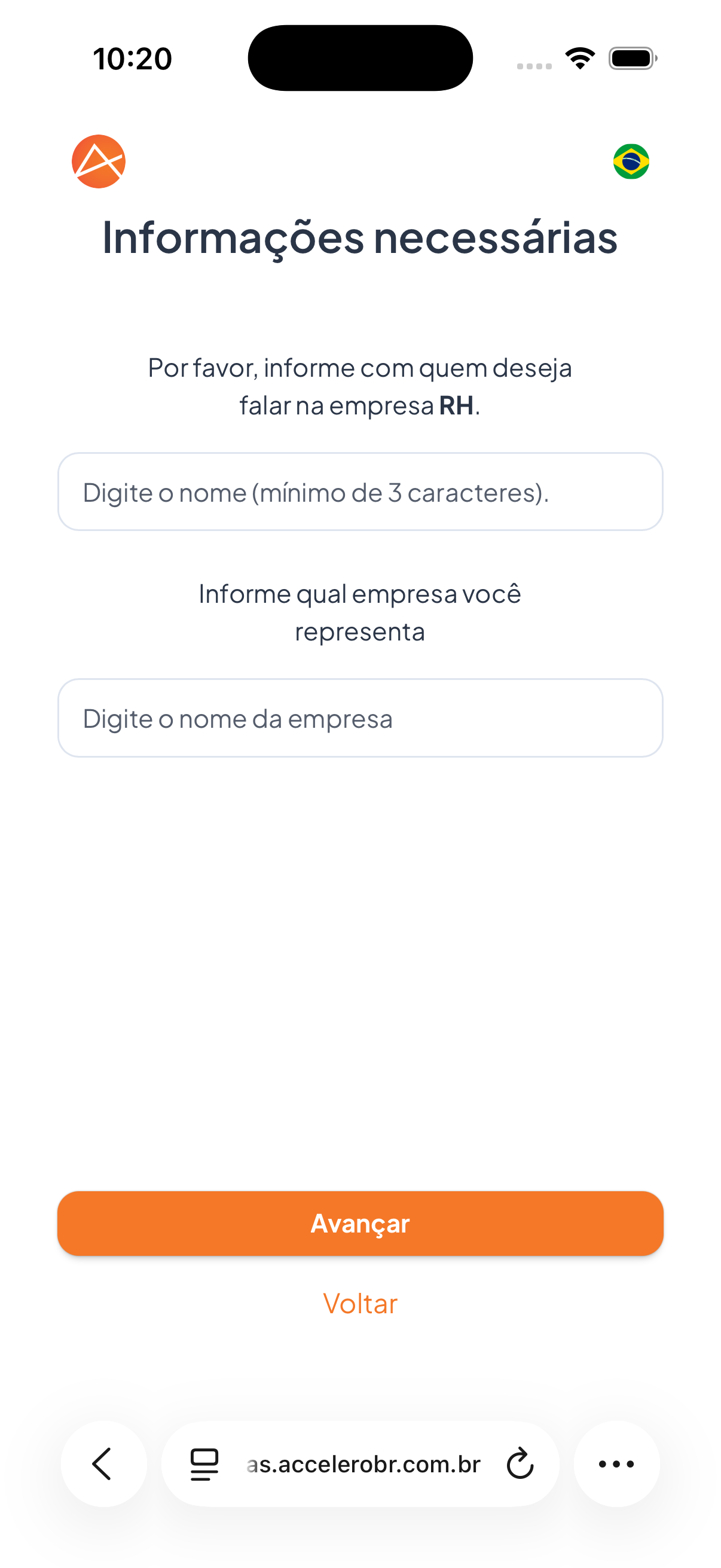 Em seguida, indica com quem quer falar e qual empresa representa.