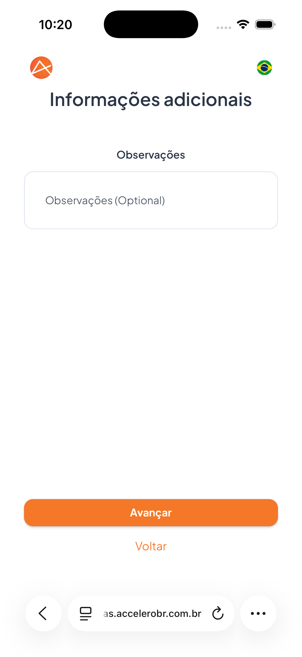 Campo opcional para o visitante registrar observações sobre a visita.