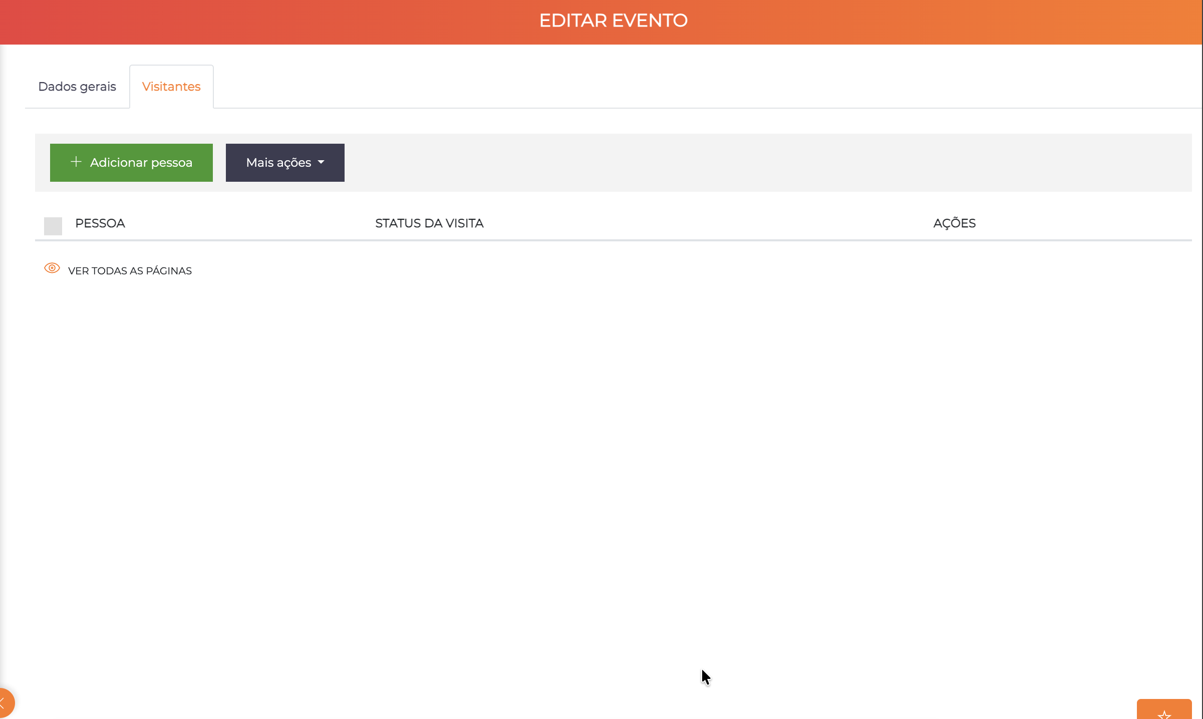 Editar evento — aba Visitantes