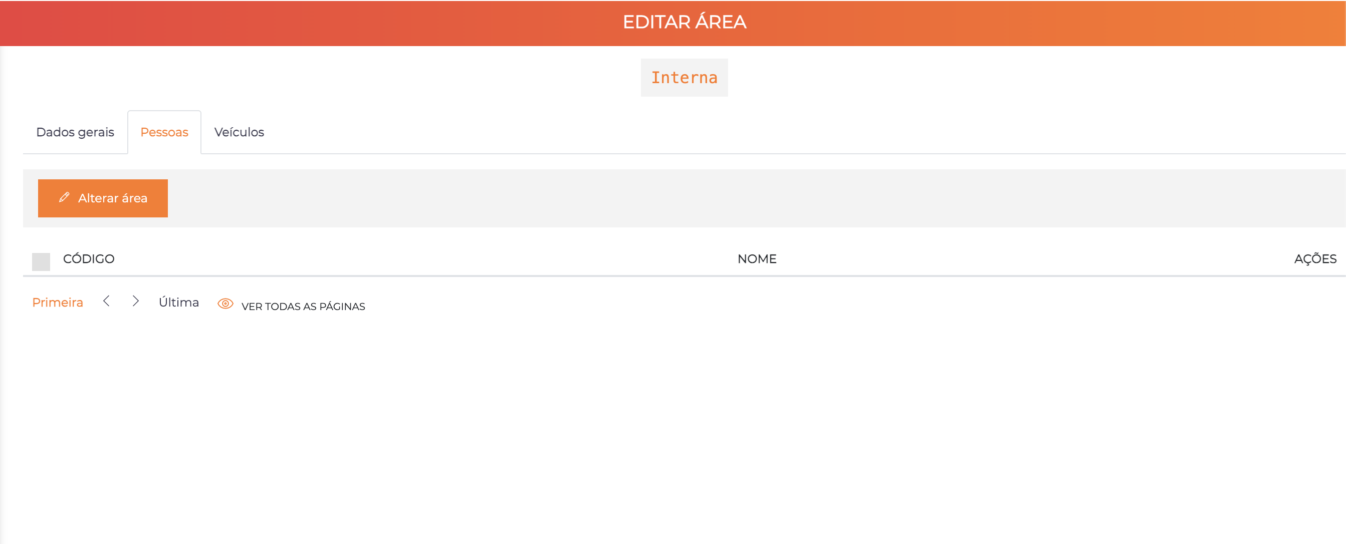 Tela de edição de área - aba Pessoas