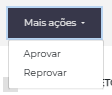Menu Mais ações da lista de moderação, com as opções Aprovar e Reprovar