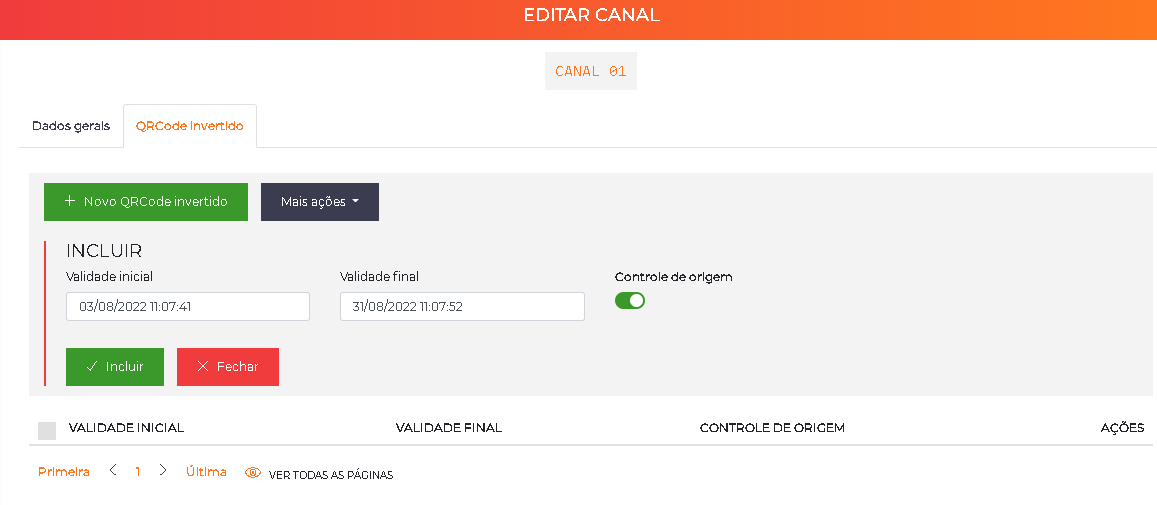 Inclusão de QR Code invertido no canal