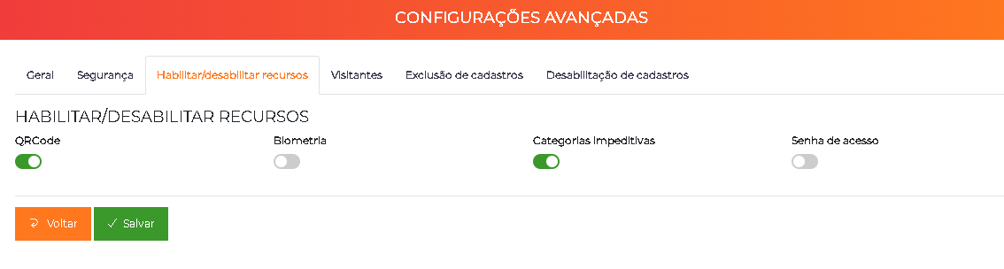 Habilitar recurso de categorias impeditivas