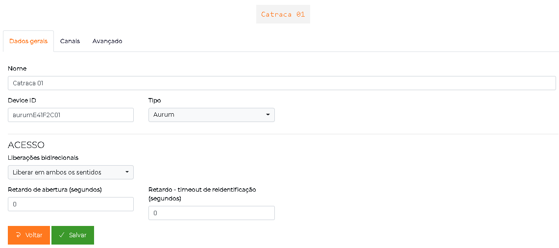 Liberar em ambos os sentidos nos dados gerais do controlador