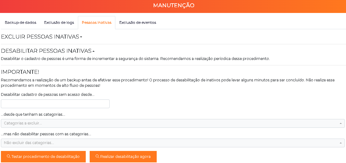 Desabilitar pessoas inativas