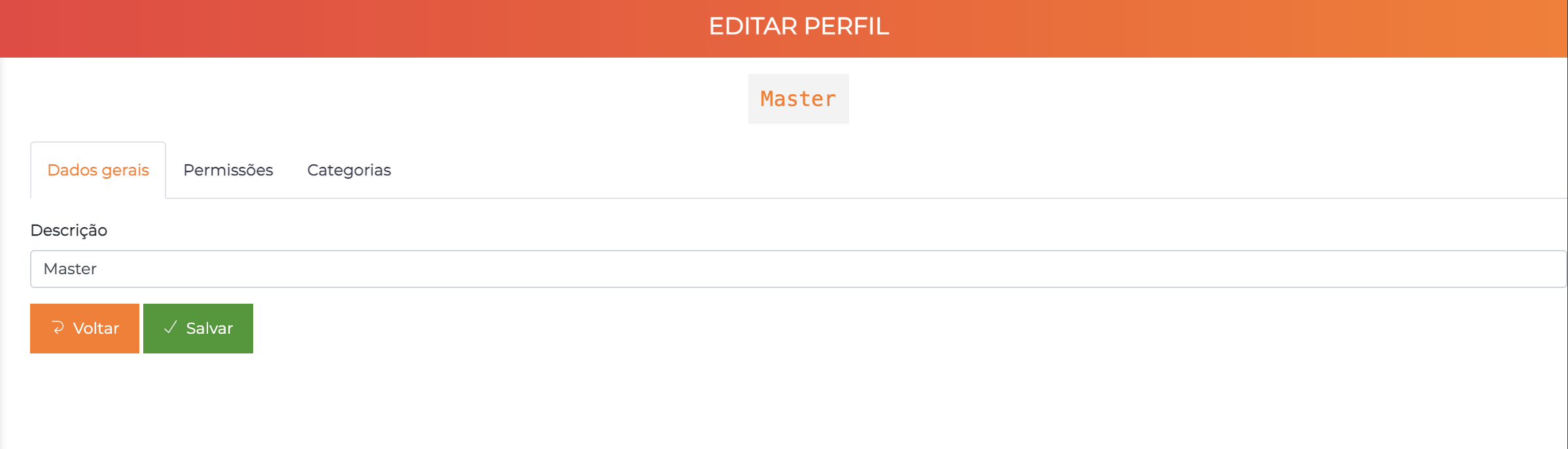 Edição de perfil - aba Dados Gerais