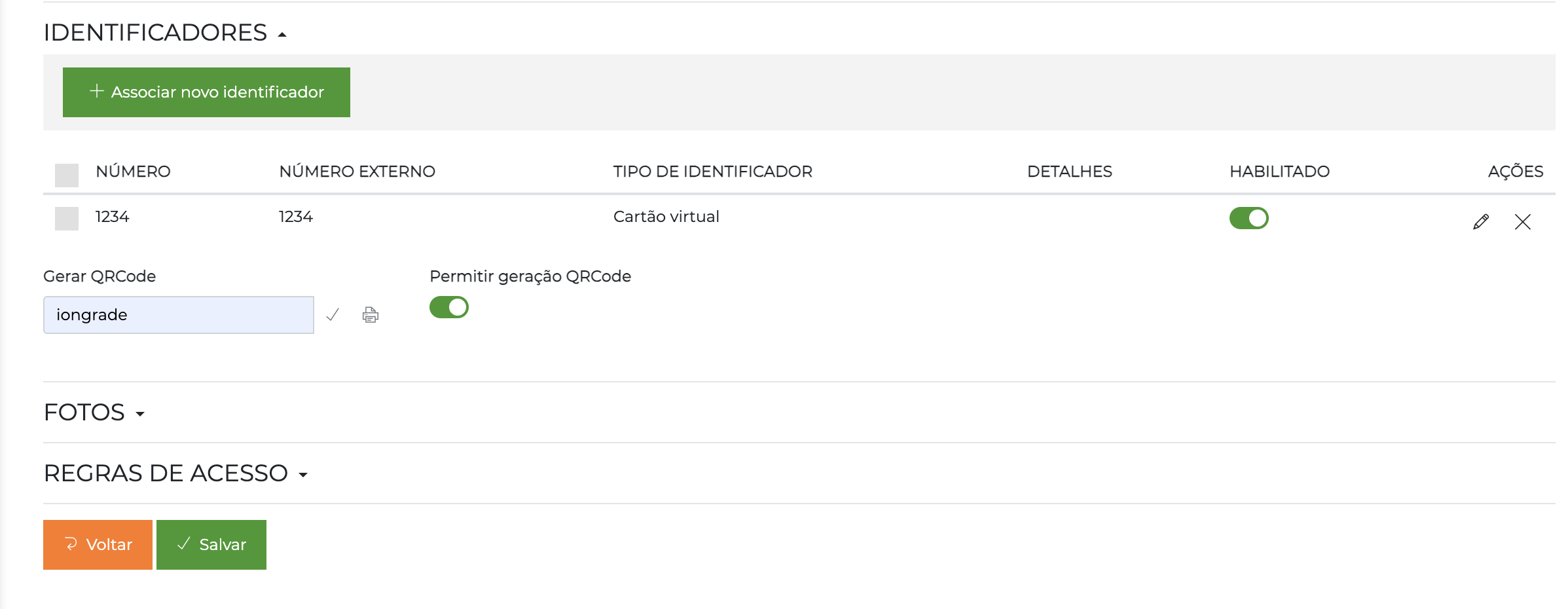 Seção Identificadores expandida - aba Dados Gerais