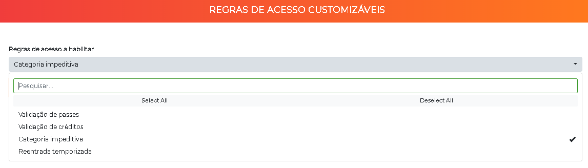 Regras de acesso customizáveis