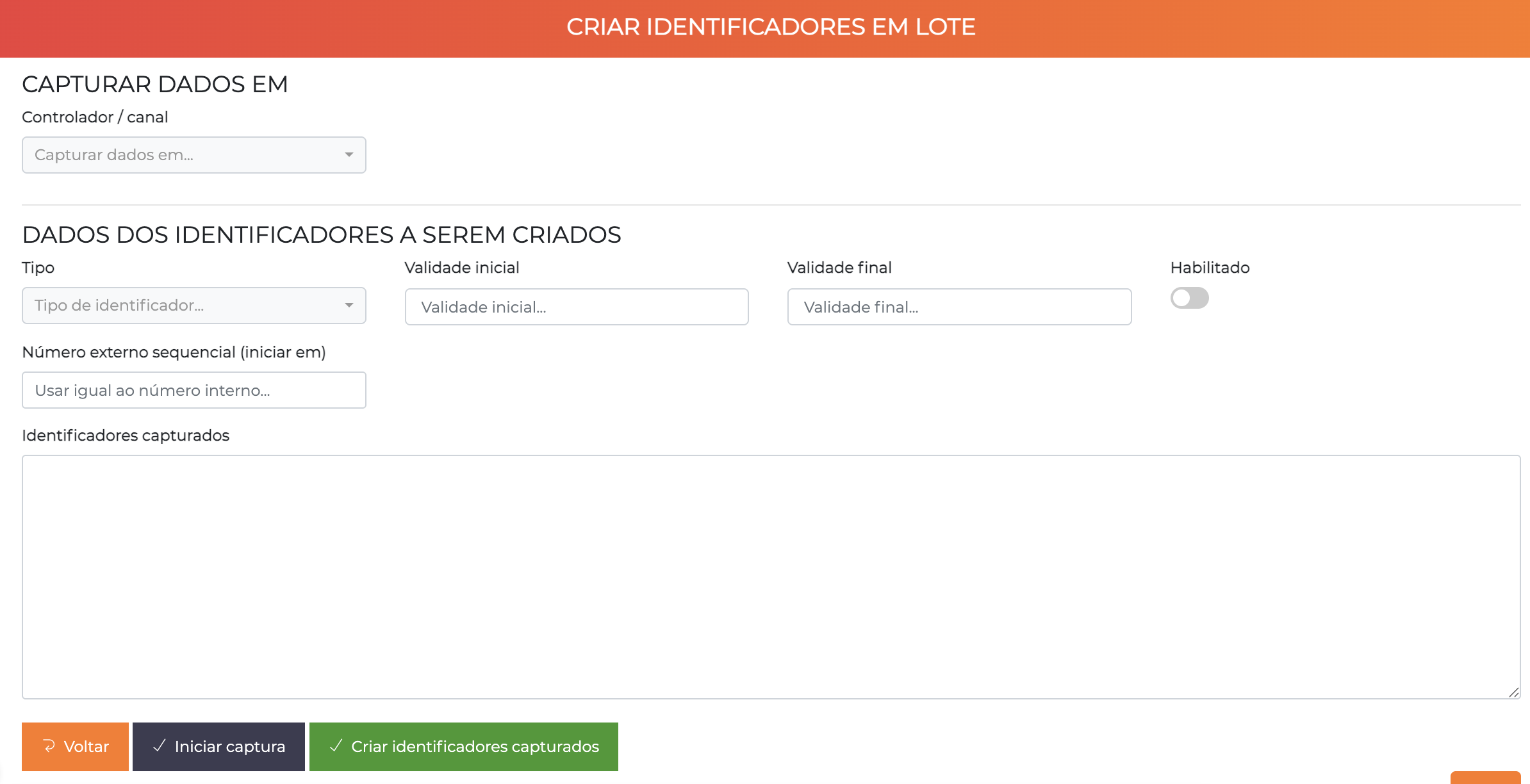 Configurar captura de identificadores