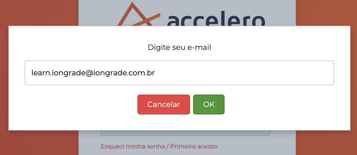 Tela de restaurar senha